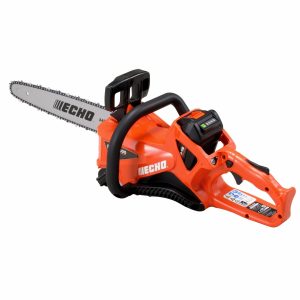 Echo chainsaw with orange housing and black grip