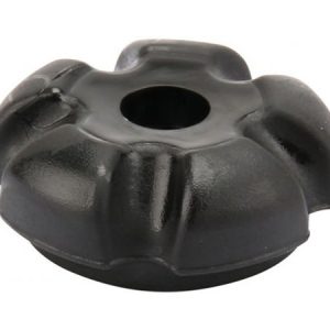 Black plastic lawn mower deck cover with handles