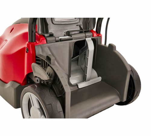 princess34el_detail08 - Mowers Online Red and black push lawn mower with open compartment