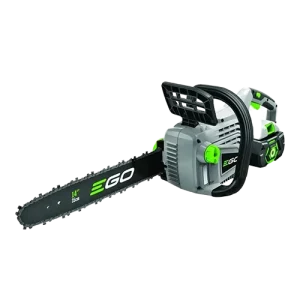 EGO cordless chainsaw with battery and charger