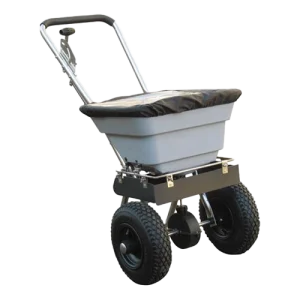 Handy THSS80 salt spreader with pneumatic tires
