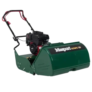 Masport cylinder lawn mower with petrol engine