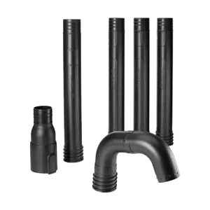 Garden gutter downspout extension kit with connectors.