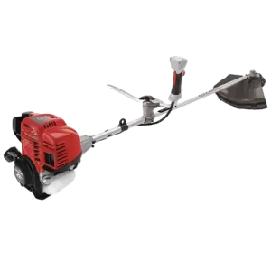 Petrol string trimmer with curved shaft