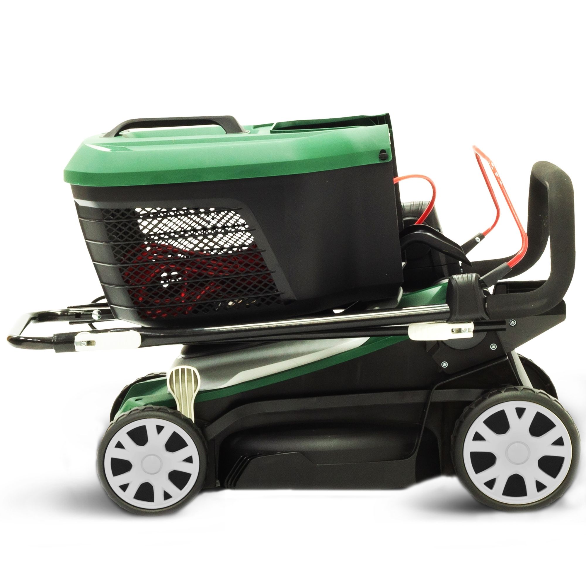 02pgmhnn5uk.jpg - Mowers Online Green and black electric baby stroller with canopy