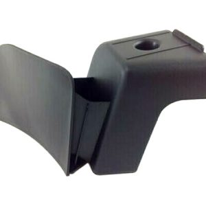 Black plastic armrest with fold-down compartment