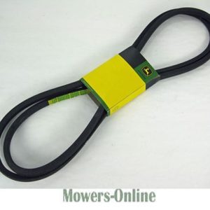 Lawn mower drive belt with yellow stripe