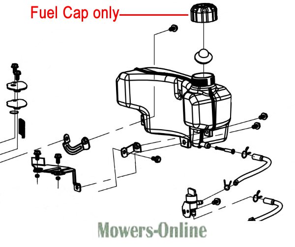 0ga0kjxycki.png - Mowers Online Lawn mower fuel cap and fuel system parts diagram