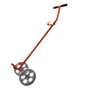 Wheeled garden edger with long handle