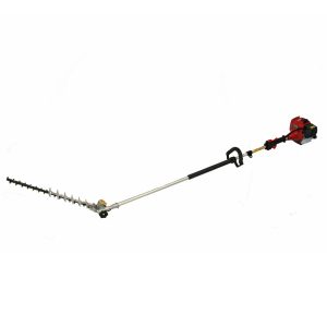 Long-reach hedge trimmer with gas-powered engine