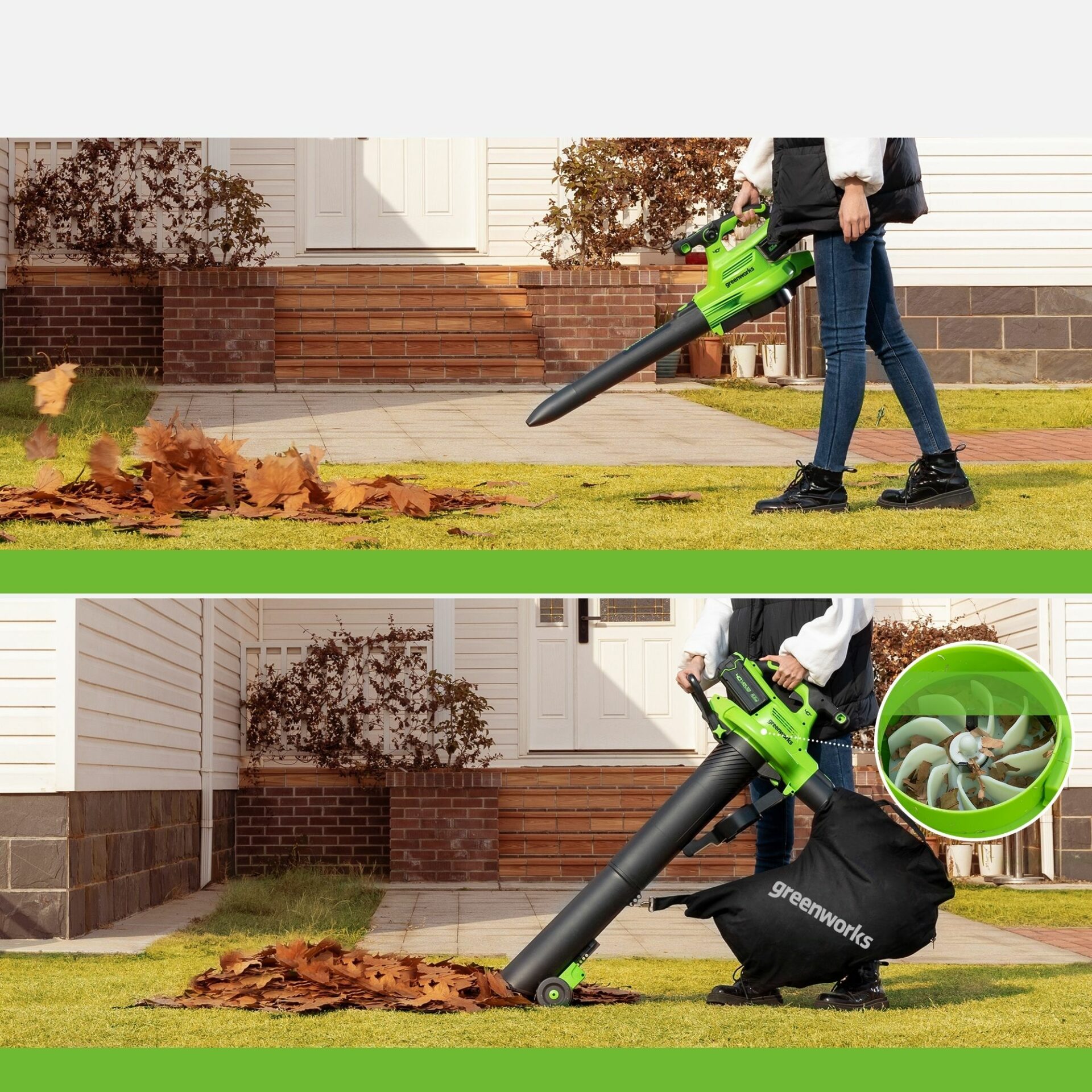 1av4cpdnuqz.jpg - Mowers Online Leaf blower demonstration in two positions