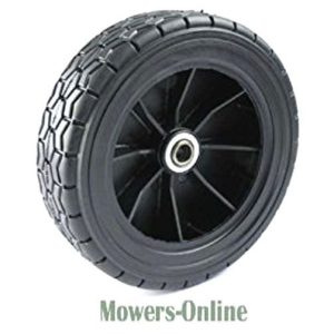 Pneumatic wheel with black plastic rim