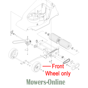 Front wheel assembly diagram for lawn mower