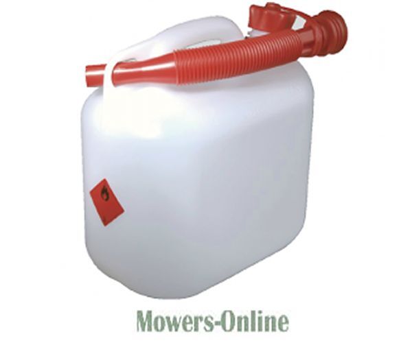 P - Mowers Online Plastic fuel can with red spout and cap