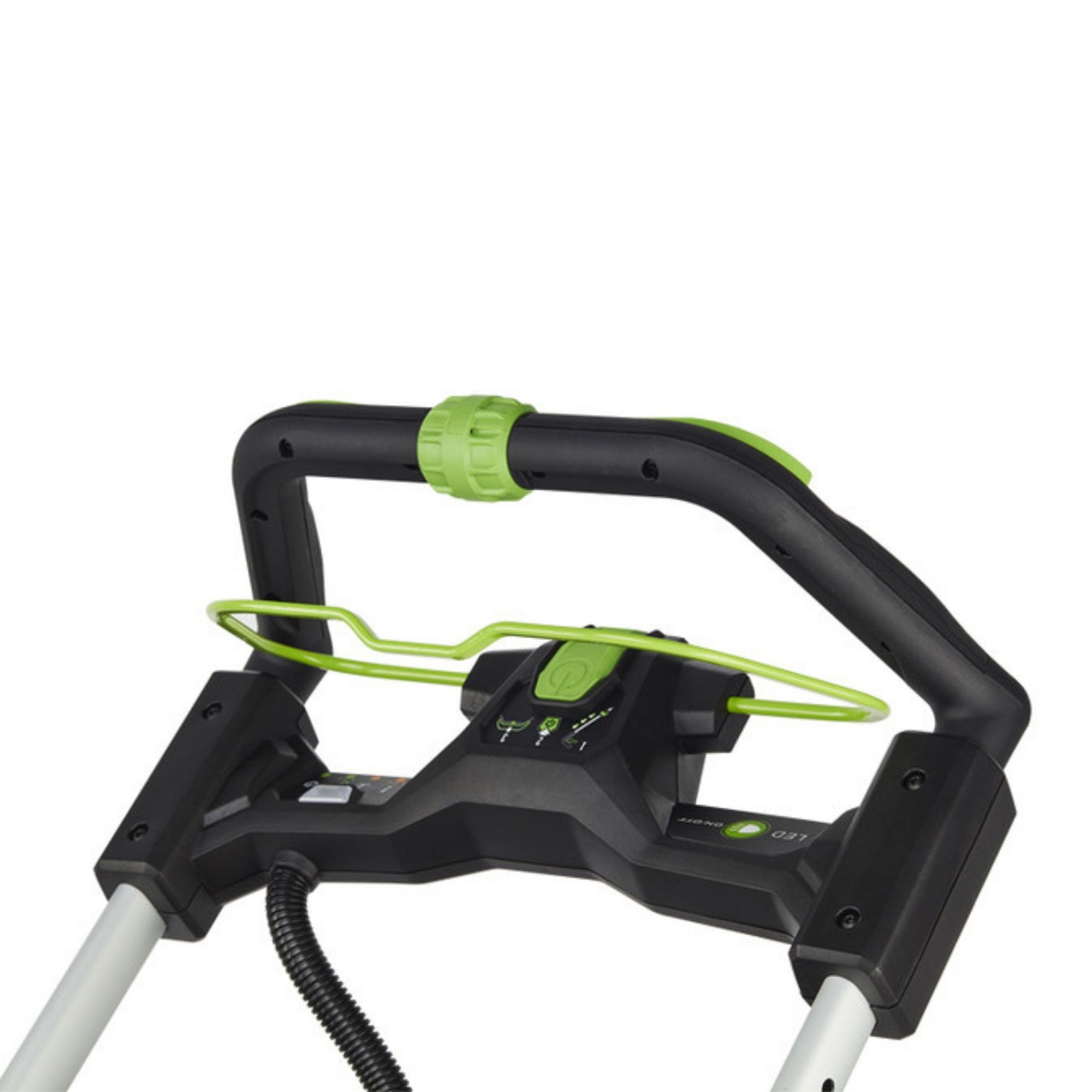 1pjqbmmcfz4.jpg - Mowers Online Electric lawn mower handle and controls detail