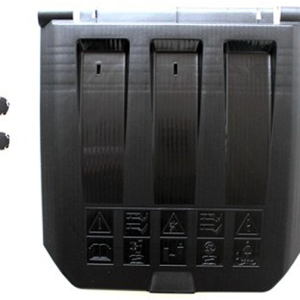 Four-slice toaster with control buttons and crumb tray