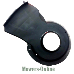 Lawn mower deck chute deflector housing