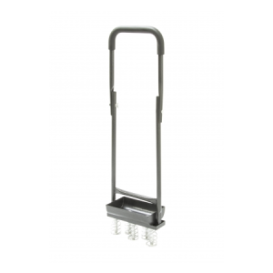 Tall metal garden tool rack with hooks