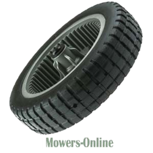 Lawn mower wheel with tread tire