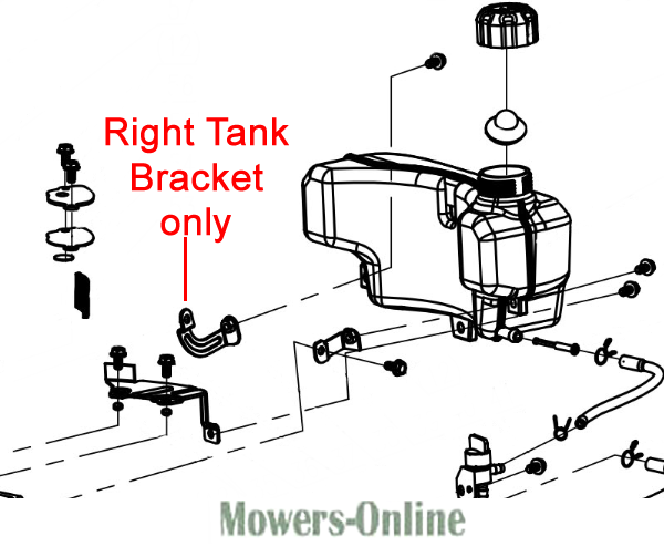 2kwto1vo1ko.png - Mowers Online Ride-on mower fuel tank bracket assembly diagram