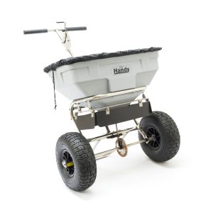 Handy push spreader cart with pneumatic tires