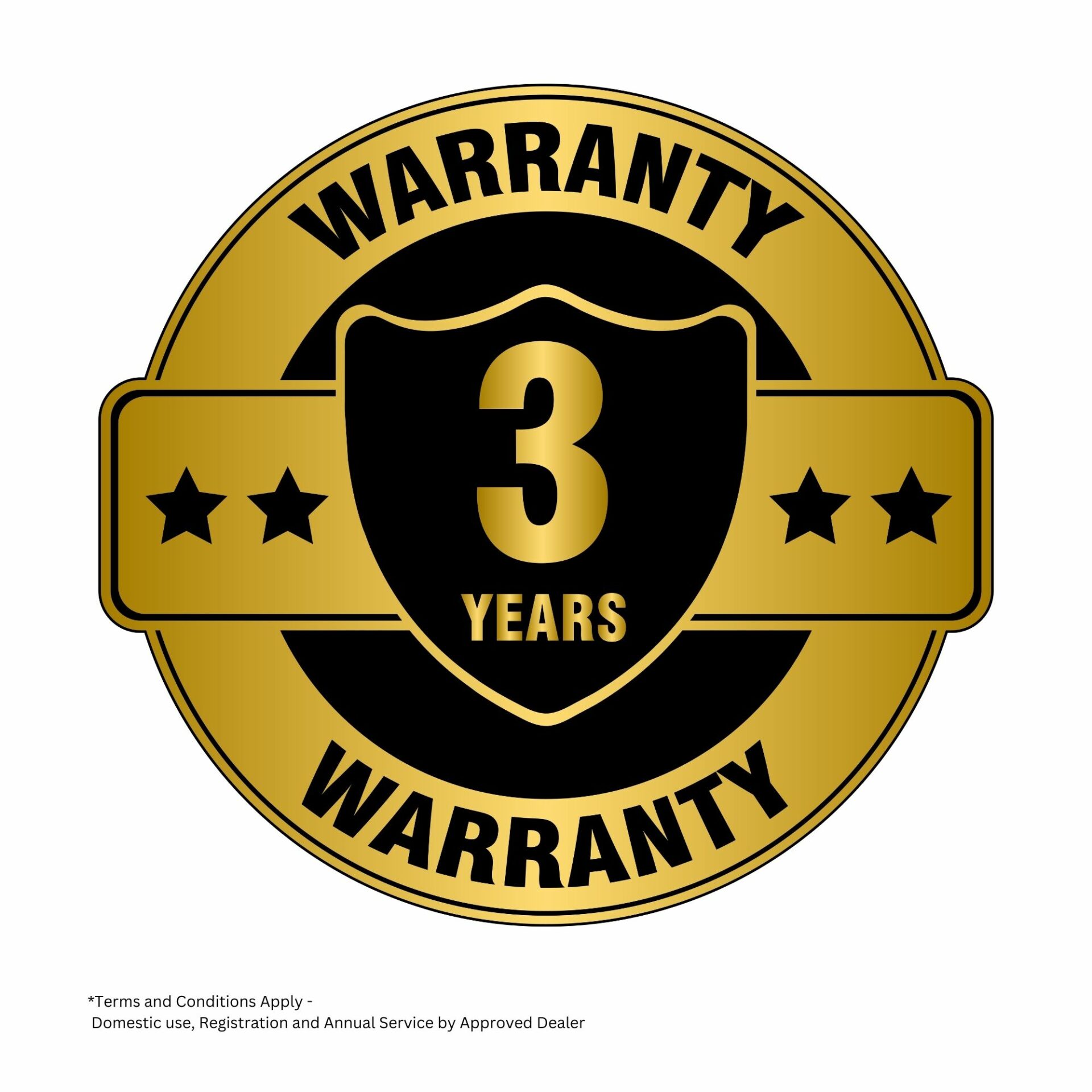 2pvmvdeqgfb.jpg - Mowers Online Three years product warranty badge with shield