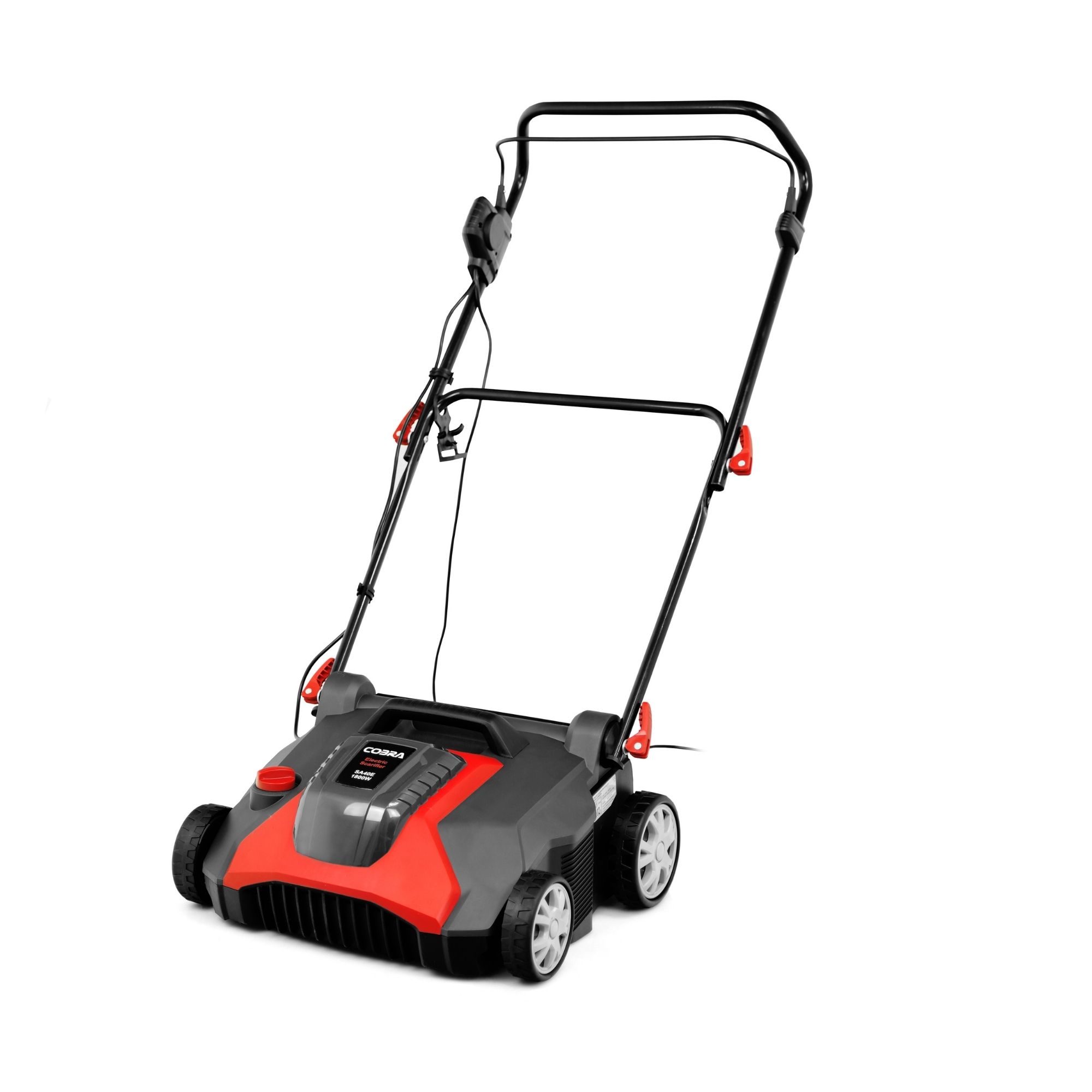 2swid0a10ed.jpg - Mowers Online Electric scarifier lawn mower with red and black design
