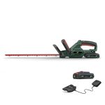Cordless hedge trimmer with battery and charger