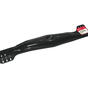 Lawn mower cutting blade with red label
