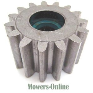 Pinion gear with teeth and central bore