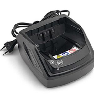 Battery charger with power cord and charging contacts