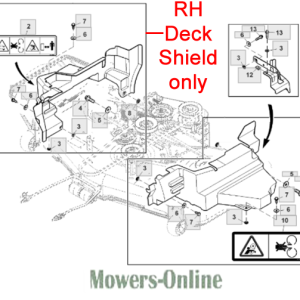RH deck shield assembly diagram for mower