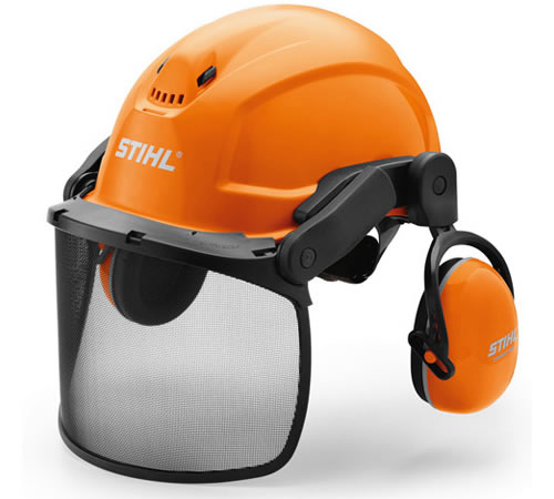 35gnlsrtaqf.jpg - Mowers Online STIHL safety helmet with face shield and ear protection