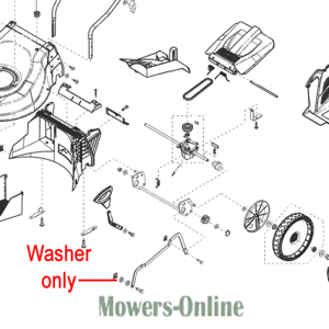 Lawn mower parts diagram with washer component