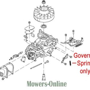 Governor spring parts diagram for lawn mower engine