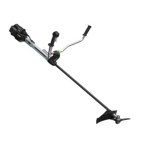 String trimmer with curved shaft and dual handles