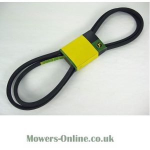 Lawn mower replacement belt with yellow stripe
