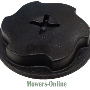 Black plastic lawn mower blade adapter cap