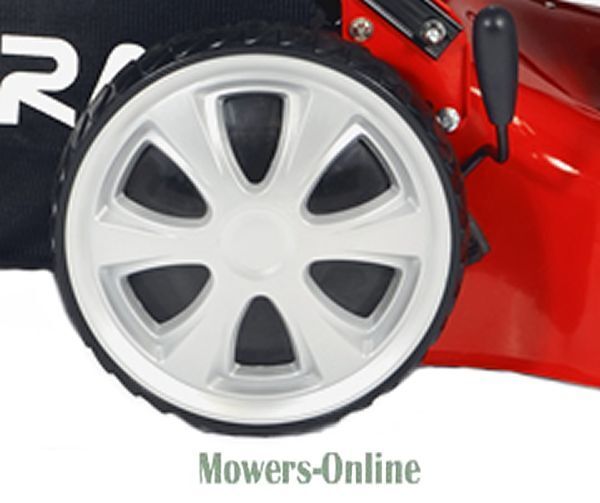 P - Mowers Online Red lawn mower wheel with white trim