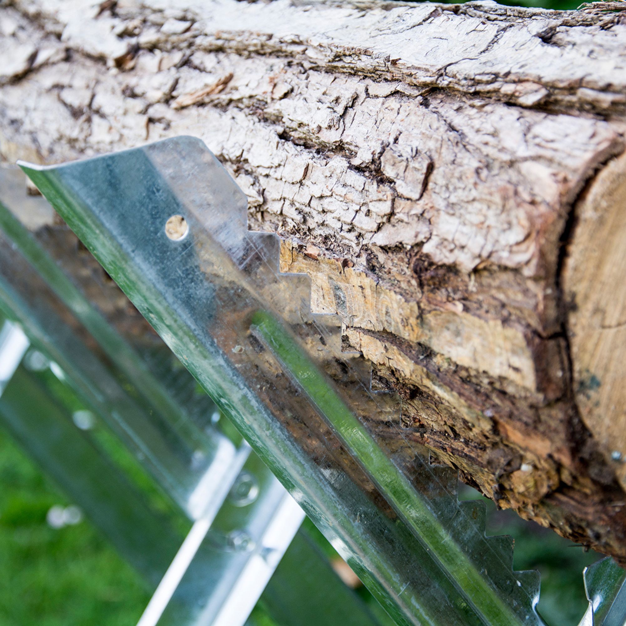 41hvciflnvz.jpg - Mowers Online Green shotgun barrel against weathered wood log