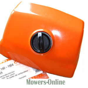 Orange fuel tank with filler cap and label