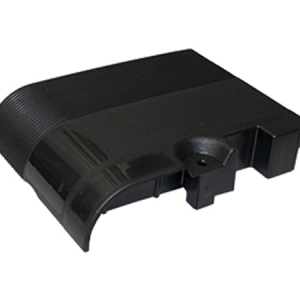 Black plastic lawn mower mulch cover plate