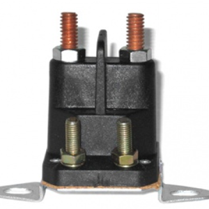Solenoid relay with copper terminals and mounting bracket.