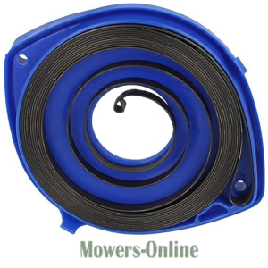 Blue trimmer head spool with black line