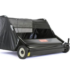 Tow-behind lawn sweeper with mesh collection bag