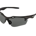 Sport sunglasses with wraparound dark lenses