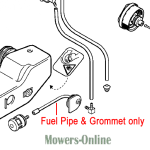 Fuel pipe and grommet for lawn mower