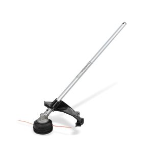String trimmer with curved shaft and grass cutting head