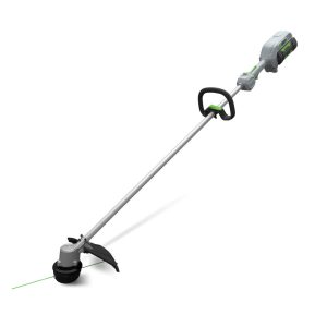 String trimmer with curved cutting head