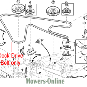 Deck drive belt diagram for riding mower